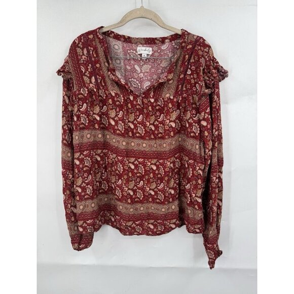 Wonderly Blouse Women 1X Plus Size Red Peasant Bohemian Cottage Prairie Farm - Picture 1 of 7